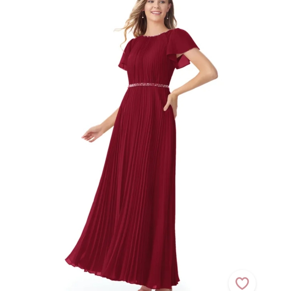 Modest Burgundy Bridesmaid Dress